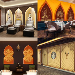 วอลล์เปเปอร์ผนังพื้นหลังสไตล์ไทย ศูนย์สุขภาพ การบําบัดเท้าโบราณ สปาคลับ ภาพจิตรกรรมฝาผนังสไตล์เอเชียตะวันออกเฉียงใต้ - Product Image 2