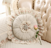 Coussin rond en velours princesse de luxe jeter oreiller siège arrière de voiture sol assis canapé Tatami coussin avec frange en dentelle