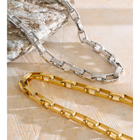 Collier JINYOU 8082 Hip Hop en acier inoxydable plaqué or PVD, collier à maillons texturés, collier ras du cou en métal pour femmes