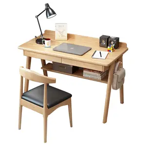 새로 설계된 사무실 책상 학생 어린이 학습 테이블 2 개의 서랍이있는 고품질 단단한 나무 단일 트림 고급 책상