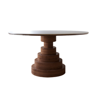 Massivholz Höhle Stein Rock Platte Esstisch Vintage Style Designer Home Restaurant Runder Esstisch Mit Plattenspieler QY-T8029