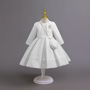 愛らしい女の子用ベストドレスセット、ビーズ刺繍ジャケットとハンドバッグ付き、誕生日パーティー、結婚式のお祝いに最適な3ピース衣装 - Product Image 3