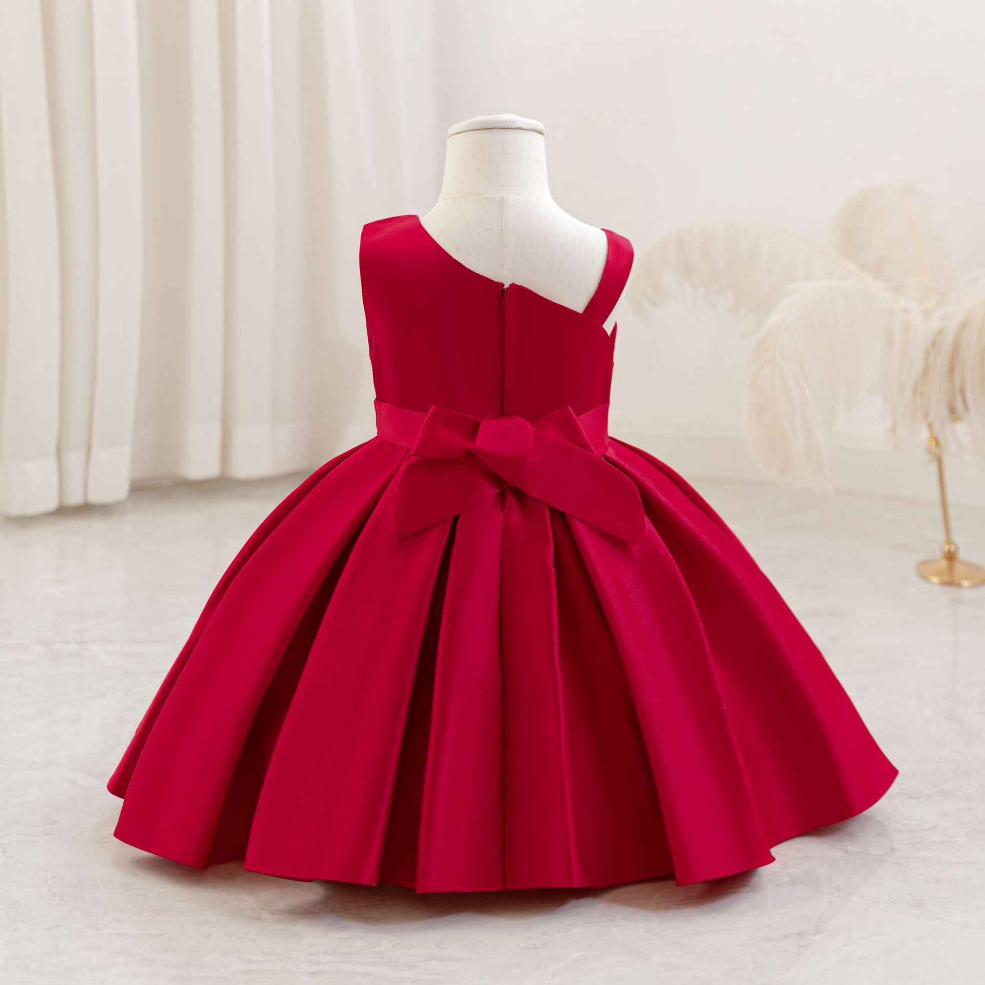 ready to ship birthday dresses Girls First Birthday Dress Banarasi Silk Embroidered Maroon Top Gold Zari  Pleated Skirt