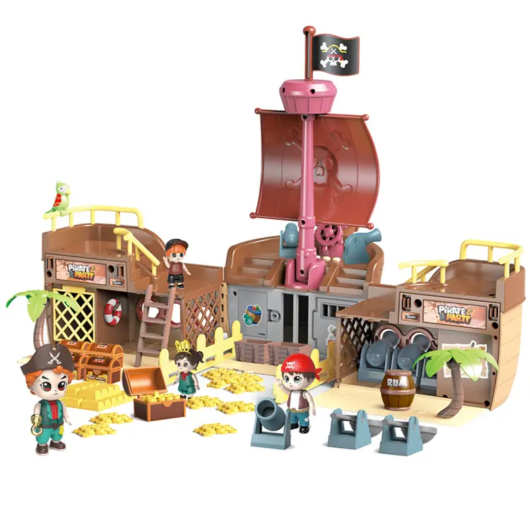 New Children Educational Toys Pretend Play Musical Pirate Ship Toy For Kids
