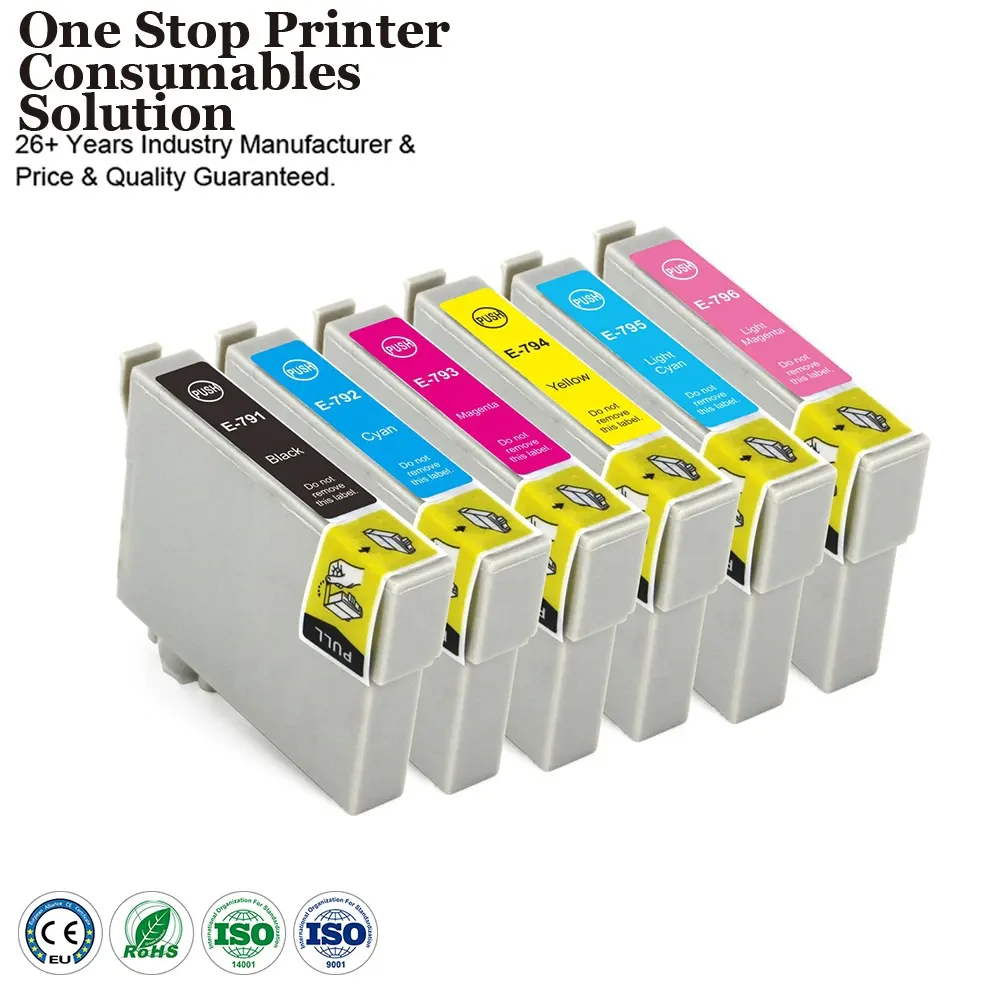 INK-POWER T0791 T0791-T0796 Premium Compatible Color Inkjet Ink Cartridge for Epson Stylus Photo 1500W P50 Artisan 1430 Tank