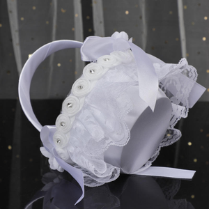 Fête de mariage faveurs pour les invités strass Rose fleur motif ruban arc dentelle <span class=keywords><strong>blanche</strong></span> femmes filles femmes mariée paniers de mariage - Product Image 5