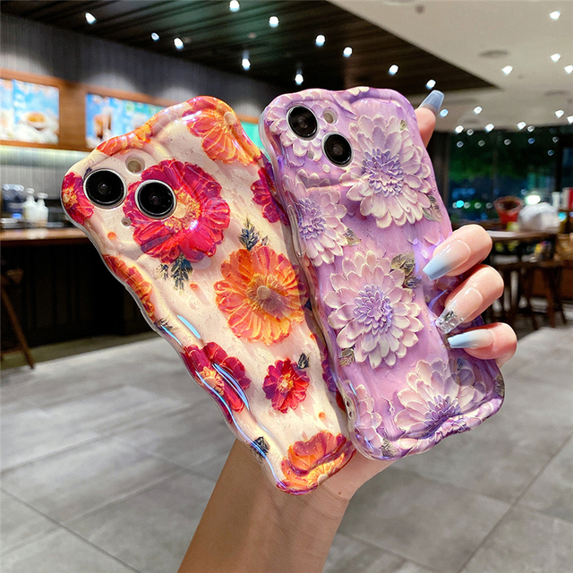 Laser Vintage Oil Painting Flowers Phone case for iphone 15 Pro Max,for iphone 15 case Design