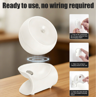Lampu Kabinet LED Sensor Tubuh Cerdas, Lampu Dinding Magnetik Nirkabel Mengambang untuk Dapur, Lampu Baca Samping Tempat Tidur, Lampu Malam