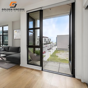 Fournisseur direct d'usine GS, porte française classique en verre, cadre en aluminium noir, porte d'entrée française à battants - Product Image 1