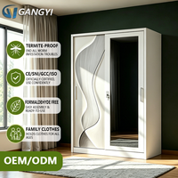Armoire Moderne en Acier à 2 Portes avec Miroir et Serrure à Clé, Anti-Termites et Anti-Inondation, pour Chambre à Coucher