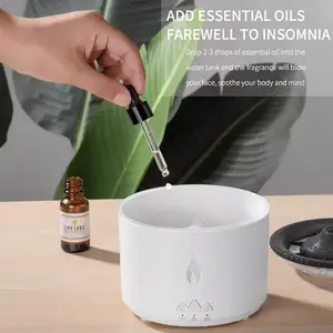 Nouveau minuterie électrique portable 360ml ultrasonique nano brume 3D flamme de feu huile essentielle humidificateur d'air diffuseur d'arôme de volcan