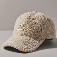 Gorra de béisbol cálida para deportes al aire libre de Invierno para mujer, sombrero borroso bordado con logotipo de piel de cordero de Color sólido, tela de terciopelo