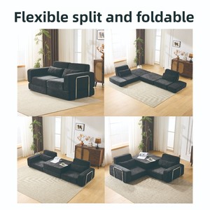Canapé sectionnel compressé personnalisable éponge douce en chenille résistante à l'usure et respectueuse de la peau pour les locations de petits espaces - Product Image 2
