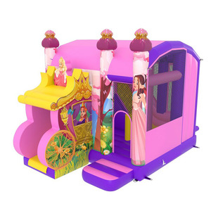 Castello Gonfiabile Rosa a Forma di Carrozza per Principesse, Combo Gonfiabile di Grado Commerciale per Bambine - Product Image 1