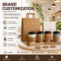 Gobelets en papier jetables personnalisés tout-en-un Kingze 8-22oz, manchons écologiques, sacs kraft et supports – Vente en gros