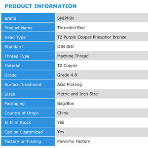 T2 מוט הברגה סגול נחושת/מוט בורג נחושת אדום m4 m5 m6 m8 m10 m12 ברים הברגה 30 40 50 60 80 90 100 200 מ "מ אורכי - Product Image 6