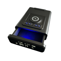 Coffre-fort pour armes à feu avec tiroir à ouverture automatique, rechargeable par USB, affichage LED, chargement de téléphone, 4 modes de déverrouillage (empreinte digitale, mot de passe, clé, Bluetooth), pour bureau