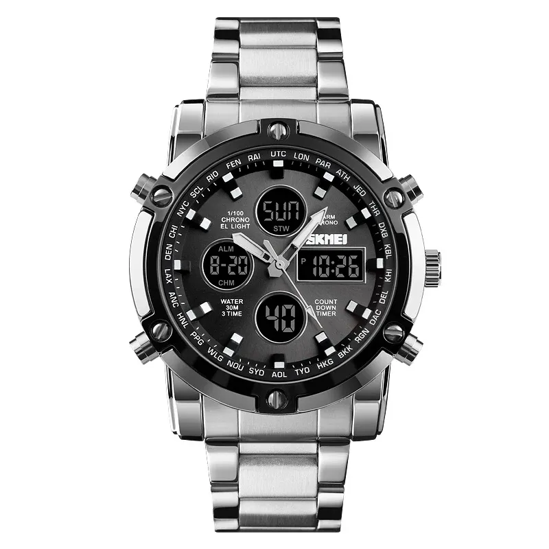 2 Silver Case Black Dial