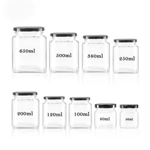 200ml 8oz bocaux en verre carré pour la nourriture et porté la pâte <span class=keywords><strong>de</strong></span> viande confiture liquide mise en conserve marmelade <span class=keywords><strong>maison</strong></span> aliments bocaux en verre <span class=keywords><strong>de</strong></span> noix - Product Image 1