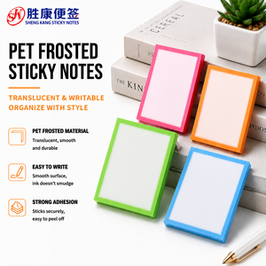 Blocs-notes adhésifs translucides en PET givré, surface lisse à forte adhérence pour le bureau, l'école et la marquage quotidien – Papeterie - Product Image 1