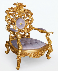 Sillón Individual Estilo Royal con Estructura de Madera Sólida y Cojín Acolchado para Sala de Estar - Product Image 1