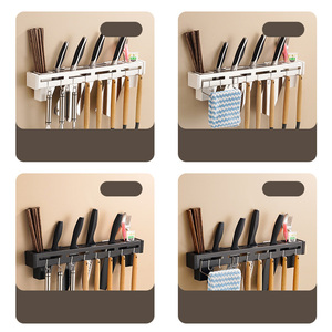 Offre Spéciale multifonctionnel sans perçage porte-ustensiles de cuisine mural en métal porte-ventouse baguettes Cage couteau serviette stockage - Product Image 4