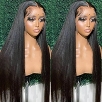 Perruque Yaki Afro Kinky Straight 4x4 en cheveux humains vierges bruts, Lace Front HD, sans colle