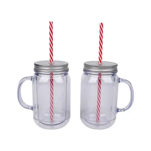 Mason Jar Mugs Grosir 500Ml Botol Mason Kualitas Terbaik untuk Jus/BIR