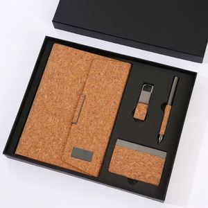 Wholesale Custom Logo Office Tumbler <b>Notebook</b> Journal 4-in-1 <b>Set</b> Eco-Friendly Promotional Soft Wood Corporate Business Gift - Product Image 5