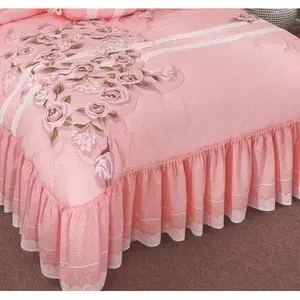 Juego de Edredón King Size Antonieta, Apliques Florales Bordados, Ropa de Cama de Algodón, Decoración del Hogar, 4 Piezas - Product Image 3