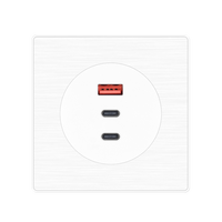 Prise murale USB et Type C à charge rapide, ignifuge, en PC brossé, 2 ports, double port, prise EU, 20W