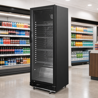 Réfrigérateur commercial vertical à porte vitrée incurvée en verre trempé, refroidisseur de boissons, congélateur vertical, vitrine à boissons