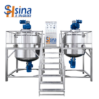 Tanque de Mezcla con Calentamiento y Revestimiento de Acero Inoxidable con Agitador para Champú, Jabón Líquido, Detergente, Cosméticos y Alimentos