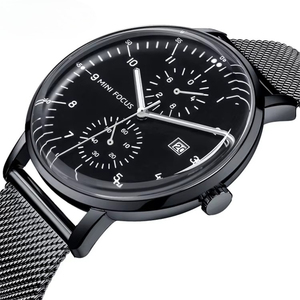 Premium Men's Minimalist Waterproof Quartz Watch Stainless Steel <b>Mesh</b> Strap Calendar <b>Window</b> Luminous Fashion Casual Wristwatch - Product Image 3