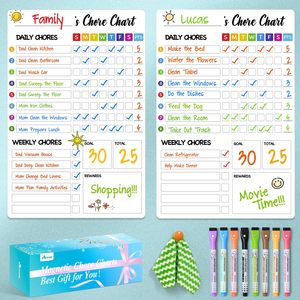 Pizarra Blanca Reutilizable con Imán para Niños, Adolescentes y Adultos, Tabla de Responsabilidades para Refrigerador - Product Image 1