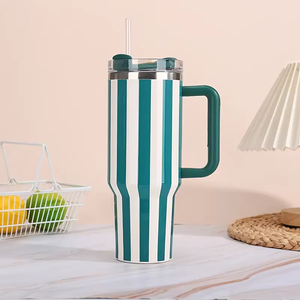 Vaso Térmico de Acero Inoxidable 304 de 40oz con Rayas, Portátil para Coche, Gran Capacidad, con Asa y Popote, Aislamiento de 6-12 Horas, Ligero - Product Image 6