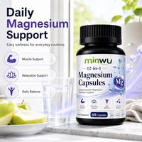 Capsules de magnésium 12-en-1 haute puissance en gros, 500 mg, marque privée OEM, sans sucre, végétaliennes, sans gélatine