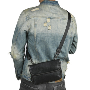 Men's Crossbody <b>Bag</b> Cowhide <b>Black</b> <b>Small</b> Everyday Fashionable Chest <b>Bag</b> - Product Image 1