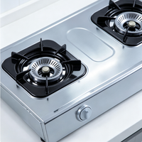 Kompor Gas Portabel untuk Dapur Rumah, Kompor Gas Stainless Steel untuk Luar Ruangan, Kompor Gas Meja 2 Tungku