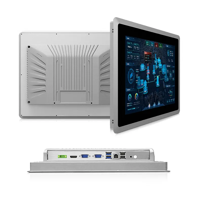 IP65 impermeabile rs232 rs485 10.4 12.1 15 17 19 pollici pacp touchscreen incorporato tutto in un computer pannello industriale fanless