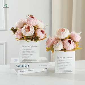 Ramo de flores de seda de peonía artificial, decoración de boda para el hogar, <span class=keywords><strong>rosa</strong></span> claro - Product Image 4