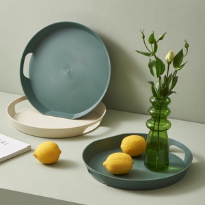 Plateau de service en plastique écologique MONR avec poignée portable, finition givrée, rangement facile, assiette à fruits, couleur personnalisable, plat décoratif moderne - Product Image 1