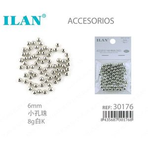 Perline Metalliche ILAN 6mm con Foro Piccolo in Argento per Creazione di Gioielli e Accessori - Product Image 1