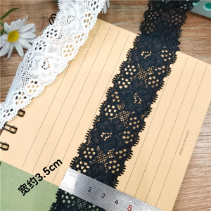 Stock di fabbrica bianco nero 3.5 cm tessuto di pizzo elastico ricamato ciglia materiali per accessori per capelli - Product Image 6