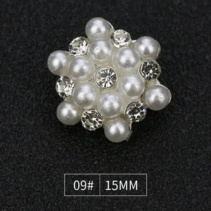 Diy costura accesorios de ropa costura Retro flor corazón redondo Metal perla traje femenino vestido vástago botón - Product Image 6