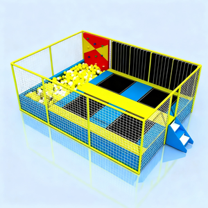 Parc de trampolines commercial sur mesure avec panier de basket et mur adhésif pour centre de divertissement intérieur - Product Image 2