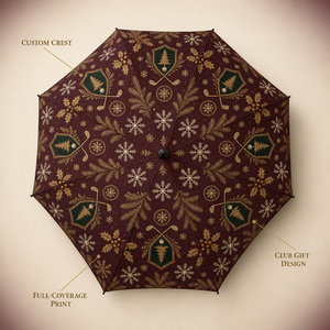 Parapluie de golf droit grand format, coupe-vent, pour extérieur, avec motif de sapin de Noël imprimé, design festif personnalisé - Product Image 5