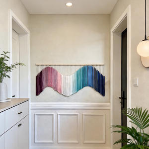 Décoration tissée, décoration statement, couleur dégradée, velours, franges, macramé, installation pour salles à manger baroques de luxe - Product Image 4