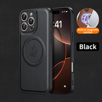 Étui de téléphone à support magnétique robuste pour iPhone 16 Pro Max 15 Plus 14 13 12 16e pu béquille en cuir couverture arrière