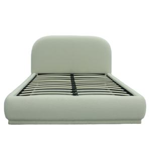 Cadres de lit double beiges faciles <span class=keywords><strong>à</strong></span> monter Bases de lit queen size simples <span class=keywords><strong>avec</strong></span> tête de lit <span class=keywords><strong>à</strong></span> <span class=keywords><strong>lattes</strong></span> en bois Lin rembourré Solide Robuste - Product Image 3